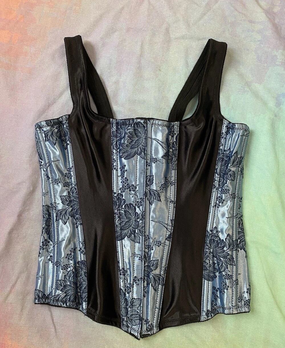 Vintage EMPIRE INTIMATES Stretch Lace Up Corset Top Witchy Whimsigoth 90s 36 M